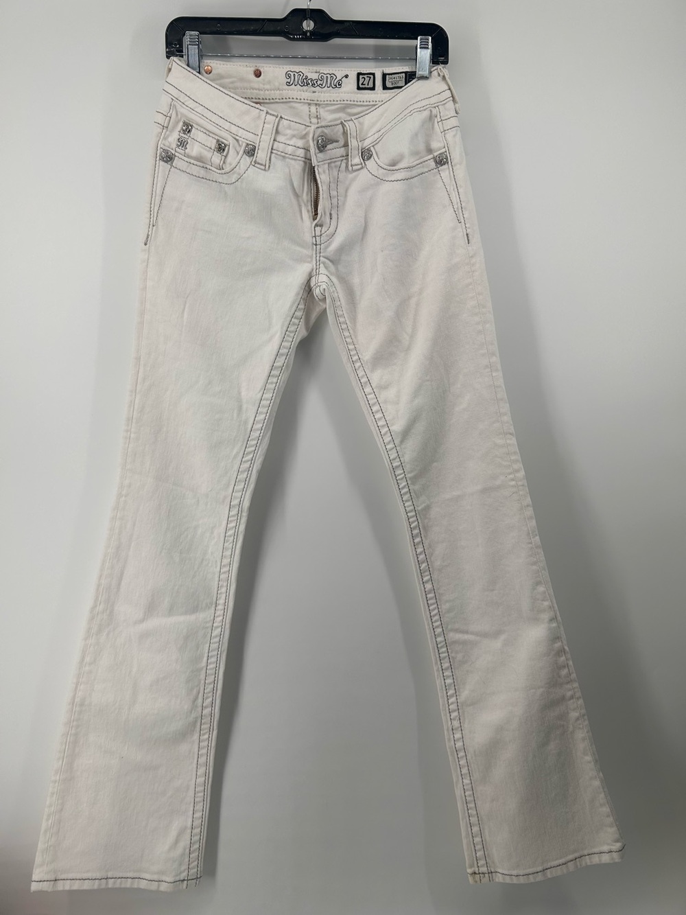 Miss Me Jeans Women’s 27 White Bootcut Rhinestone Embroidered Y2K Western